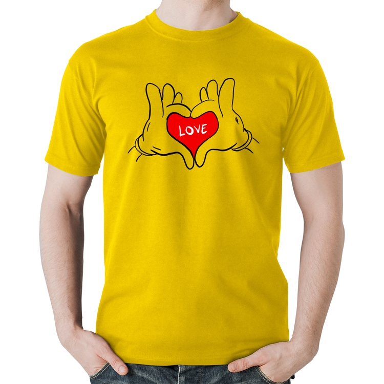 Camiseta Algodão Love Hands  - Amarela