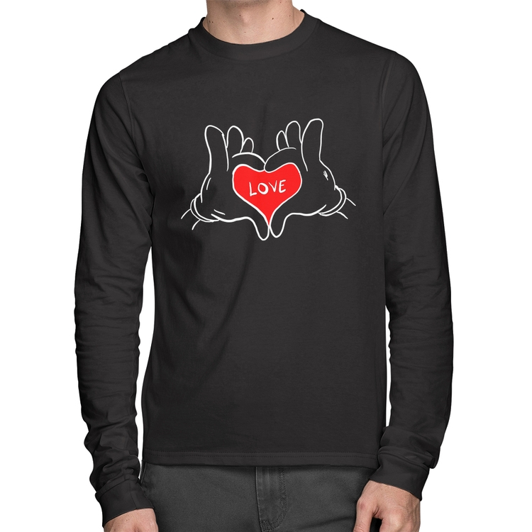 Camiseta Algodão Love Hands  Manga Longa
