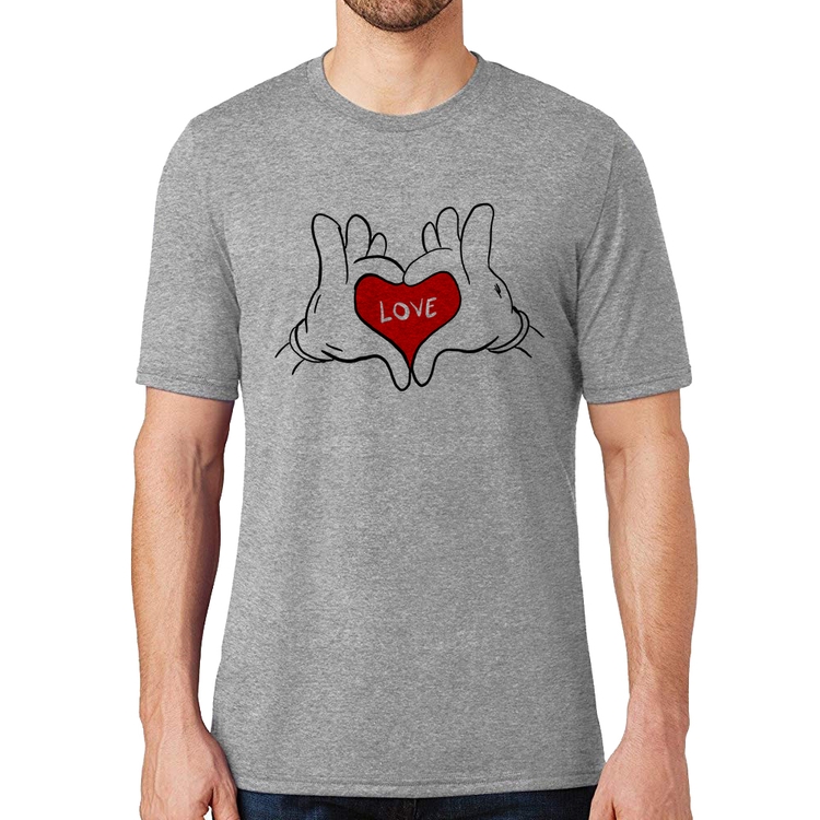 Camiseta Love Hands  - Cinza
