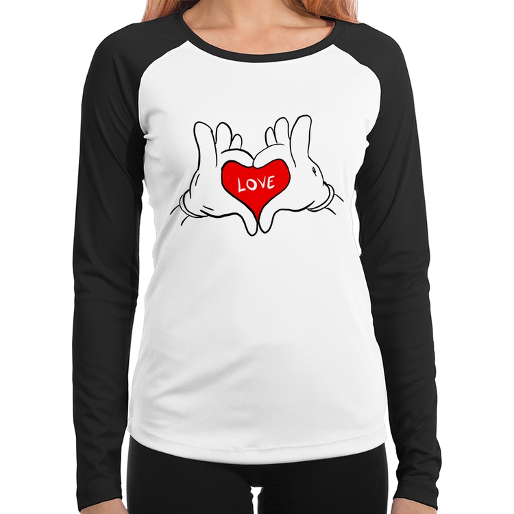 Baby Look Raglan Love Hands  Manga Longa