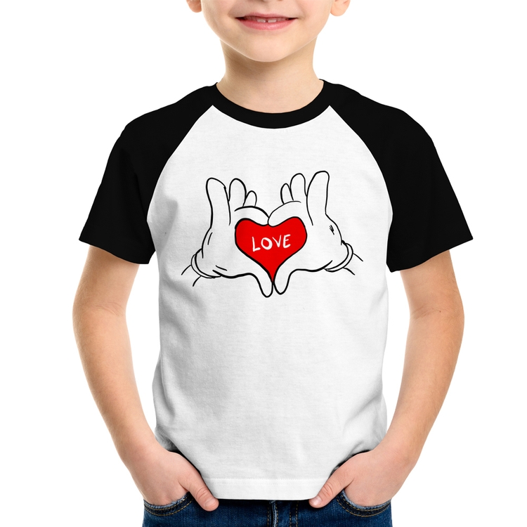 Camiseta Raglan Infantil Love Hands 