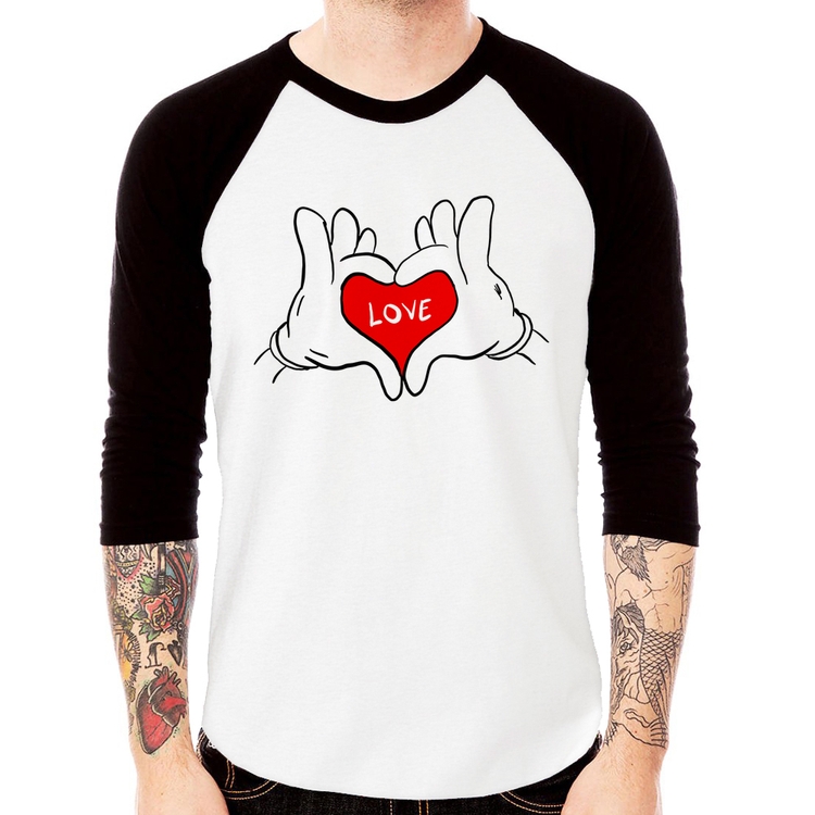 Camiseta Raglan Love Hands  Manga 3/4