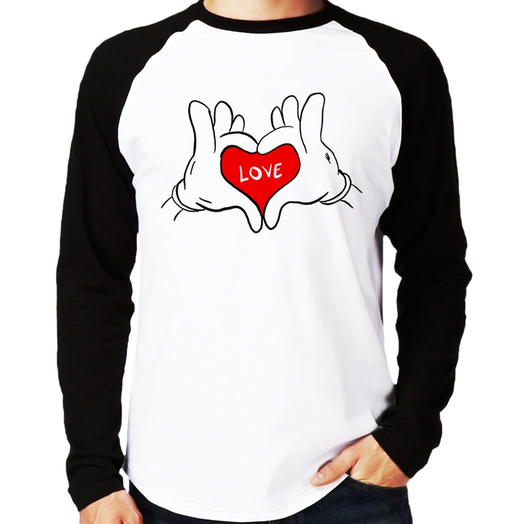 Camiseta Raglan Love Hands  Manga Longa