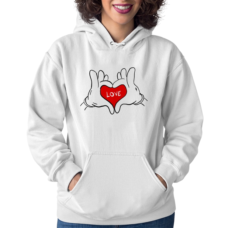 Moletom Feminino Love Hands  - Branco