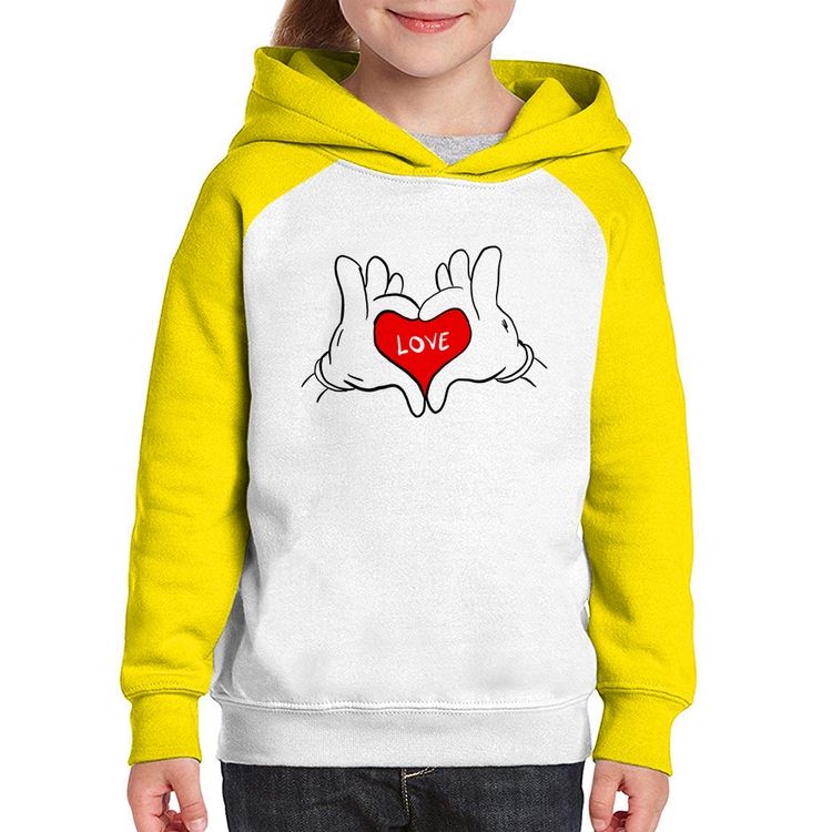 Moletom Infantil Love Hands  - Branco/Amarelo