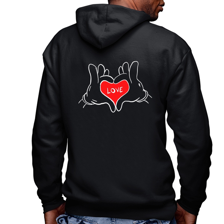 Blusa Moletom Love Hands  Masculina com Capuz e Zíper