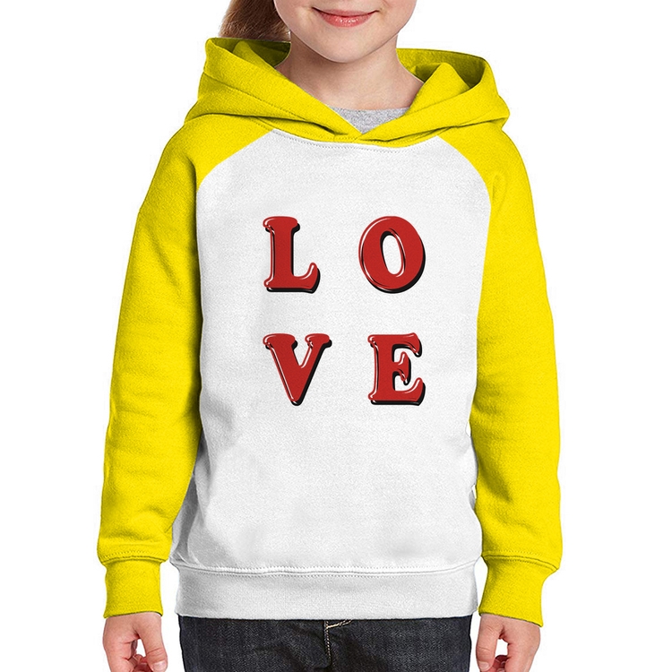 Moletom Infantil LOVE - Branco/Amarelo