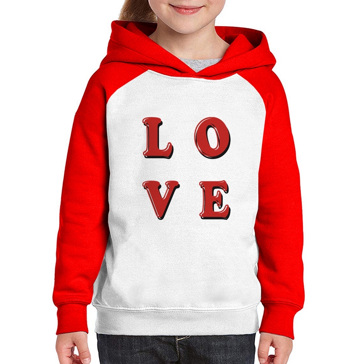 Moletom Infantil LOVE - Branco/Vermelho