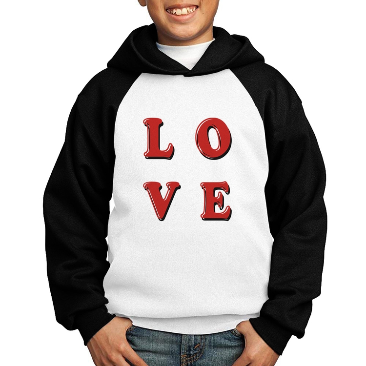 Moletom Infantil LOVE - Branco/Preto