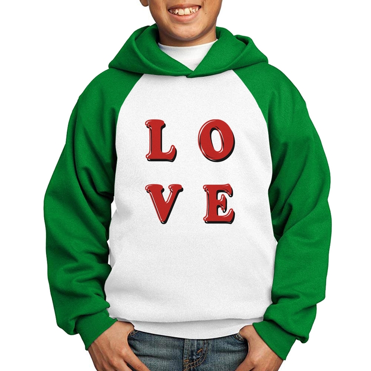 Moletom Infantil LOVE - Branco/Verde