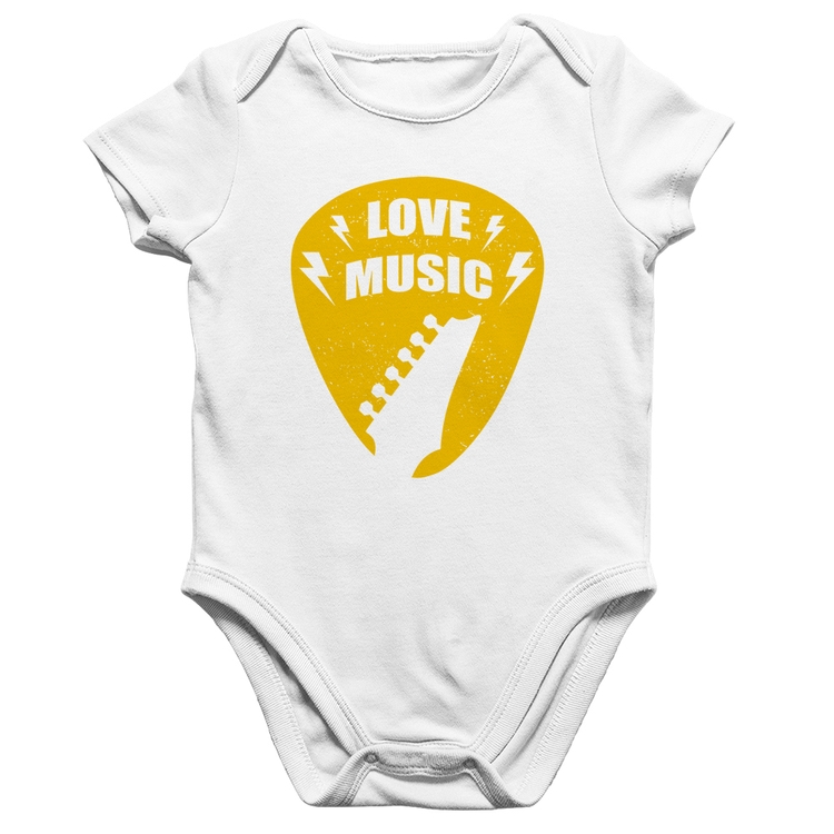 Body Bebê Algodão Love Music - Branco