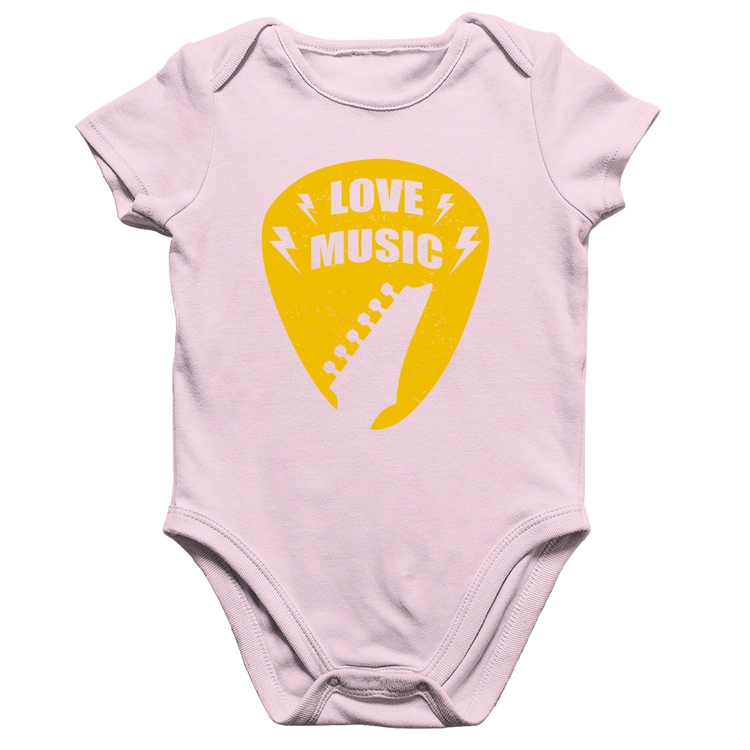 Body Bebê Algodão Love Music - Rosa Bebê