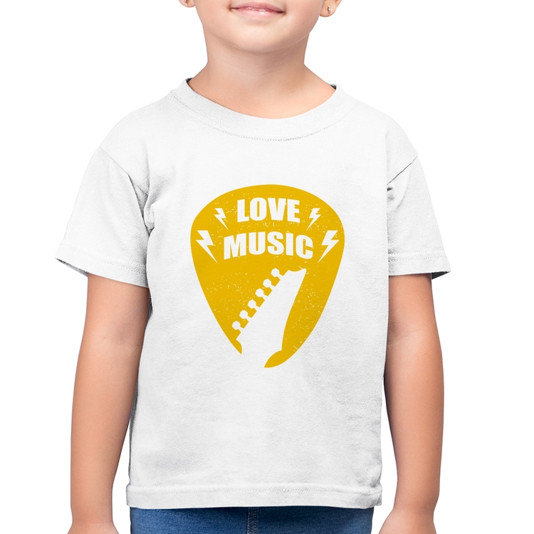 Camiseta Algodão Infantil Love Music - Branca