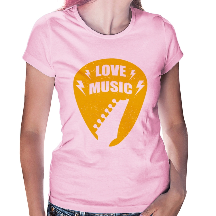 Baby Look Love Music - Rosa Bebê