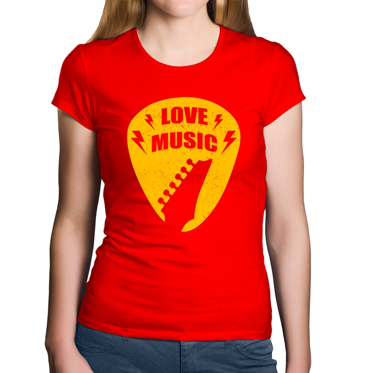 Baby Look Algodão Love Music - Vermelha