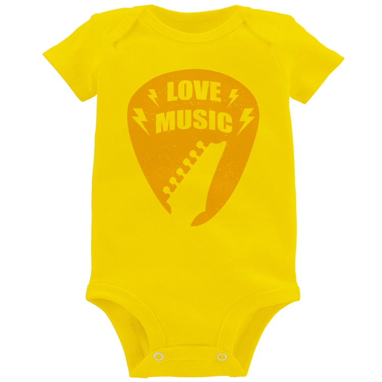 Body Bebê Love Music - Amarelo