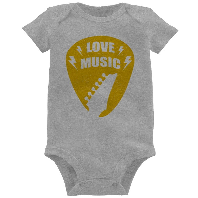 Body Bebê Love Music - Cinza