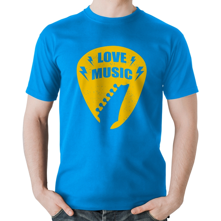 Camiseta Algodão Love Music - Azul