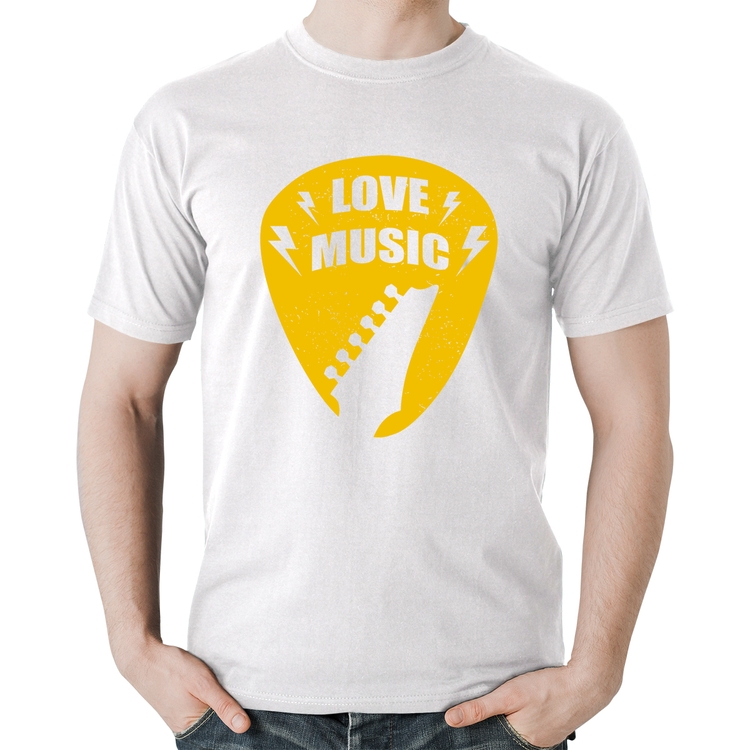 Camiseta Algodão Love Music - Branca