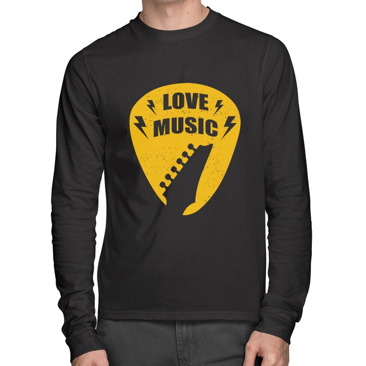 Camiseta Algodão Love Music Manga Longa