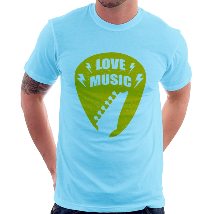 Camiseta Love Music - Azul Bebê