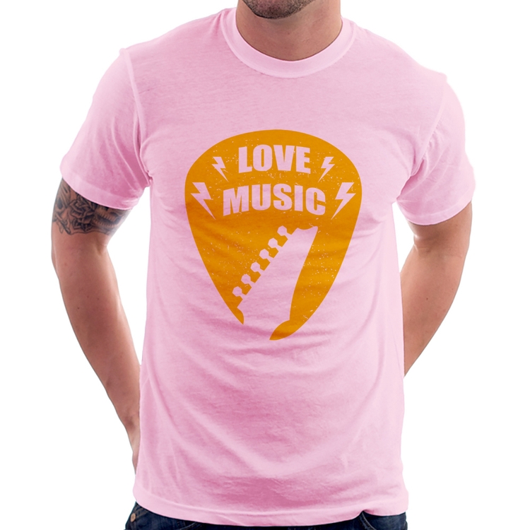 Camiseta Love Music - Rosa Bebê