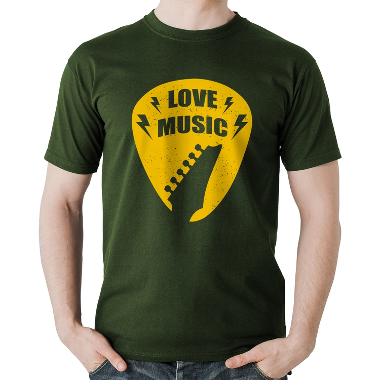 Camiseta Algodão Love Music - Musgo