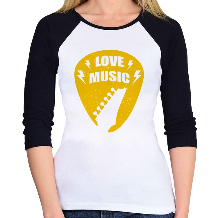 Baby Look Raglan Love Music Manga 3/4