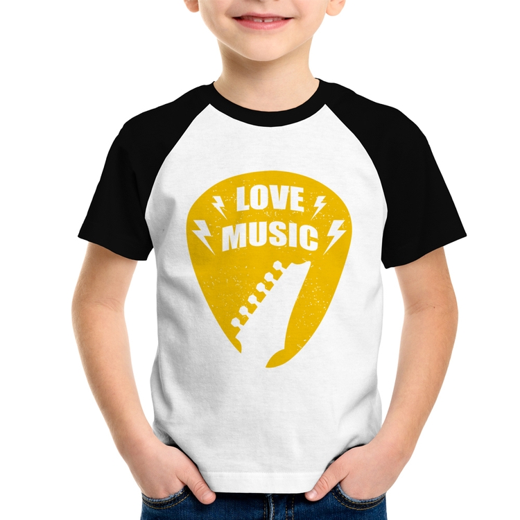 Camiseta Raglan Infantil Love Music