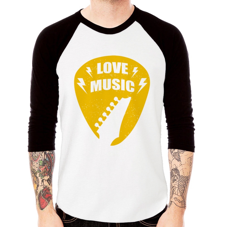 Camiseta Raglan Love Music Manga 3/4