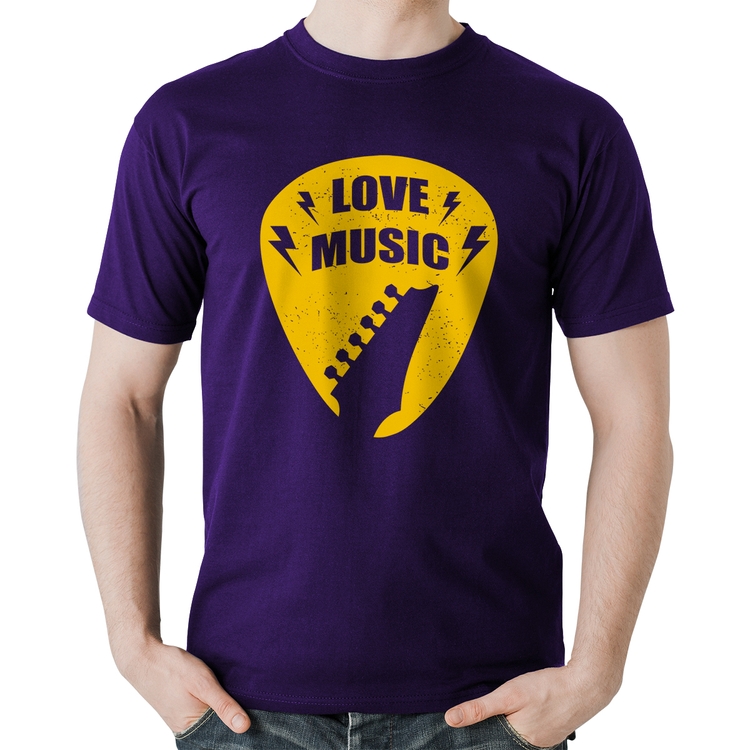 Camiseta Algodão Love Music - Roxa