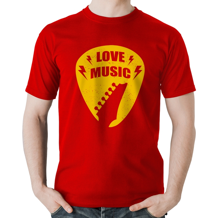 Camiseta Algodão Love Music - Vermelha