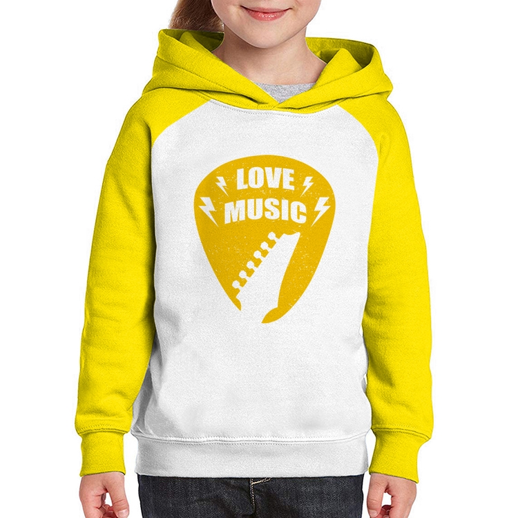 Moletom Infantil Love Music - Branco/Amarelo