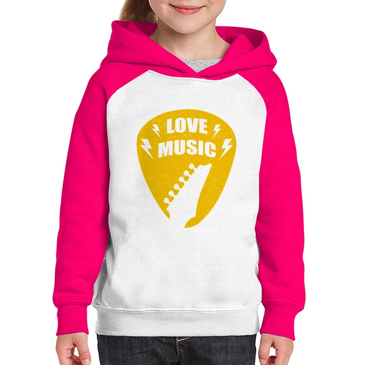 Moletom Infantil Love Music - Branco/Rosa