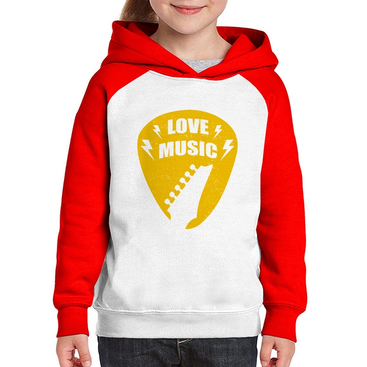 Moletom Infantil Love Music - Branco/Vermelho