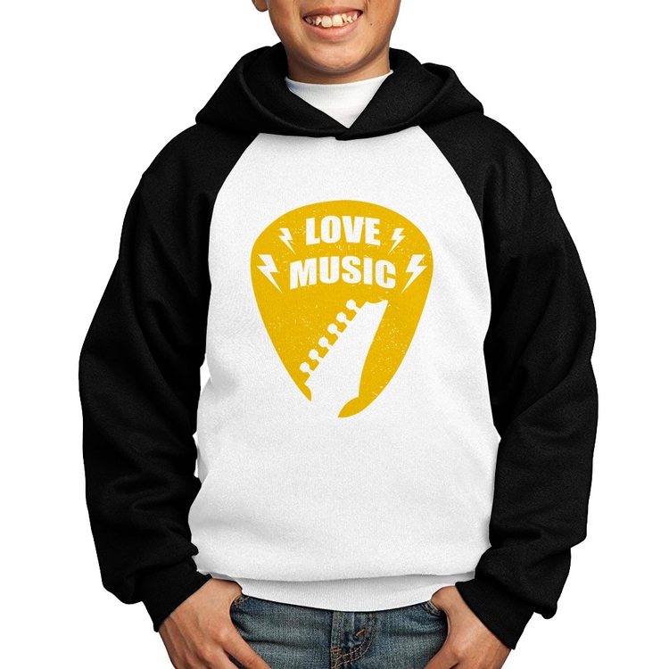 Moletom Infantil Love Music - Branco/Preto