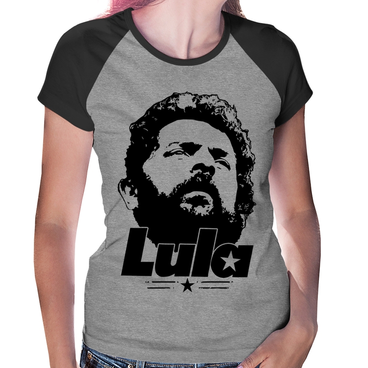 Baby Look Raglan Lula 13 PT 2026 - Cinza/Preto