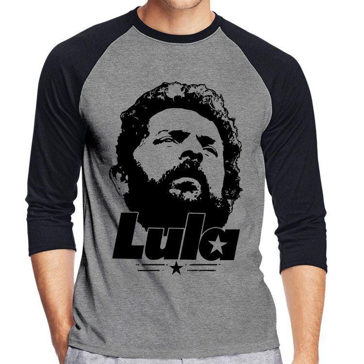 Camiseta Raglan Lula 13 PT 2026 Manga 3/4 - Cinza/Preto