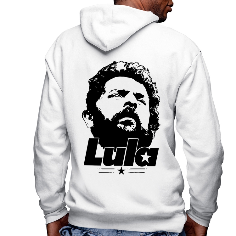 Blusa Moletom Lula 13 PT 2026 Masculina com Capuz e Zíper - Branca