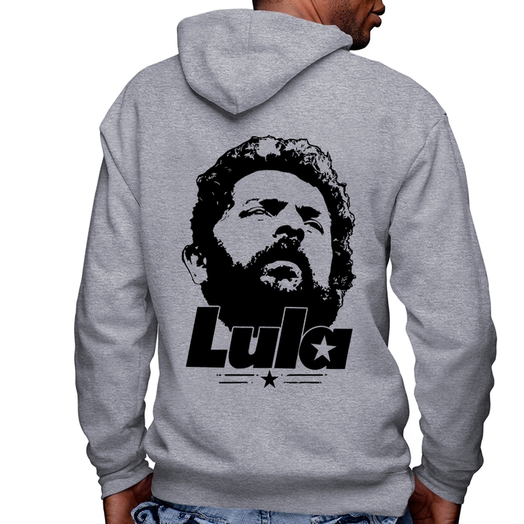 Blusa Moletom Lula 13 PT 2026 Masculina com Capuz e Zíper - Mescla