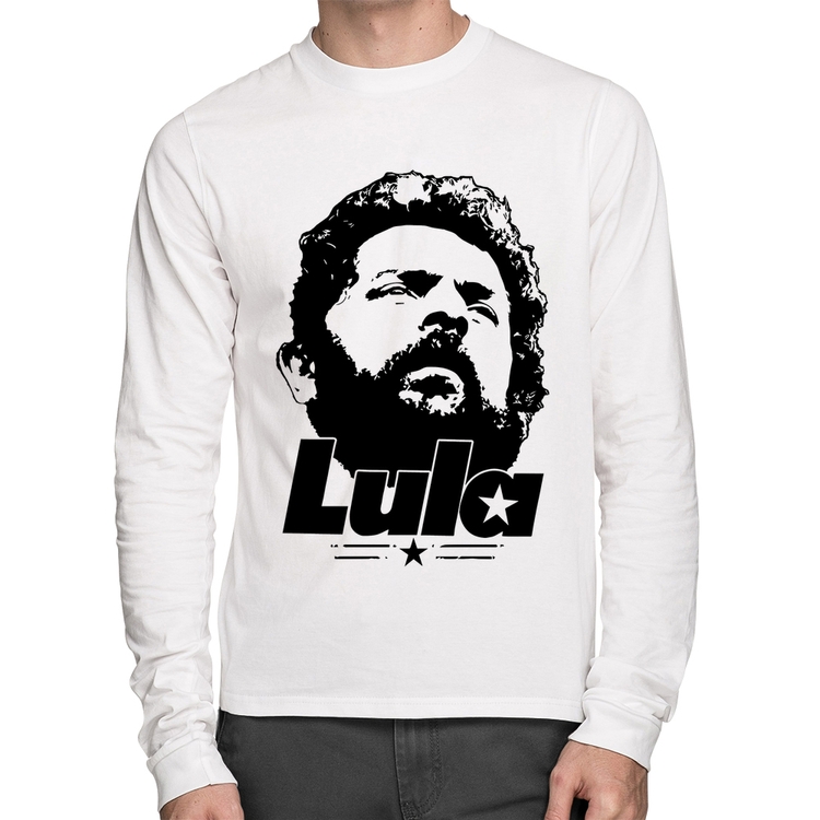 Camiseta Algodão Lula 13 PT 2026 Manga Longa - Branca