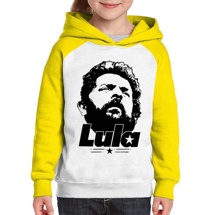 Moletom Infantil Lula 13 PT 2026 - Branco/Amarelo