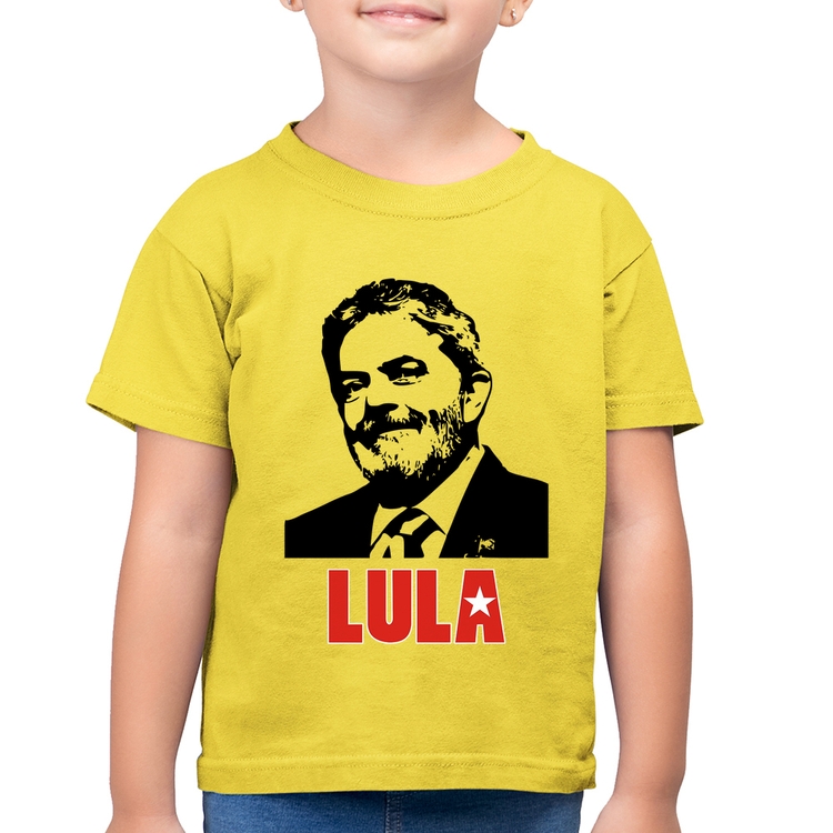 Camiseta Algodão Infantil Lula 2026 PT 13 - Amarelo Canário