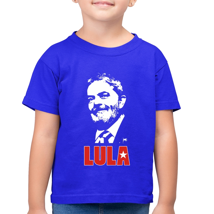 Camiseta Algodão Infantil Lula 2026 PT 13 - Azul Royal