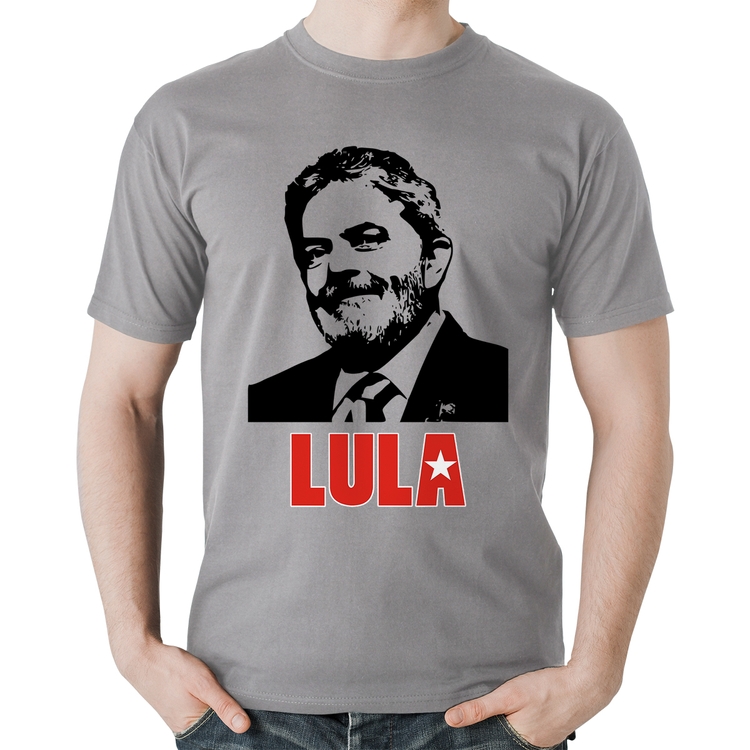 Camiseta Algodão Lula 2026 PT 13 - Cinza