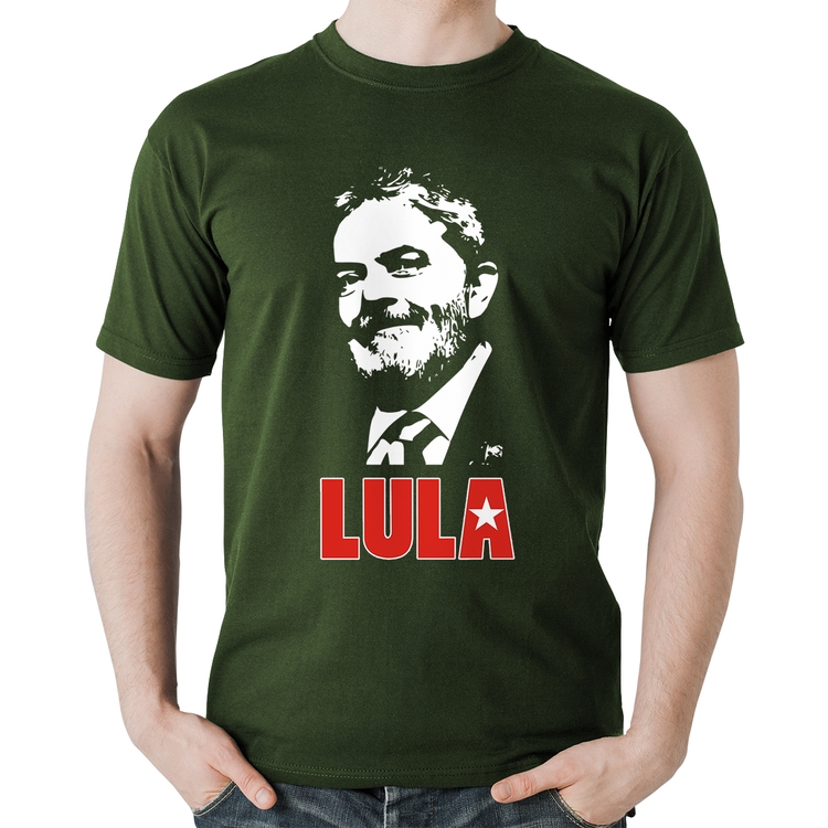Camiseta Algodão Lula 2026 PT 13 - Musgo