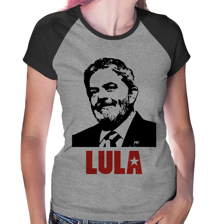 Baby Look Raglan Lula 2026 PT 13 - Cinza/Preto