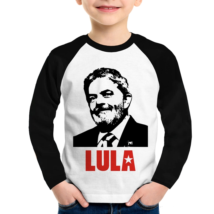 Camiseta Raglan Infantil Lula 2026 PT 13 Manga Longa