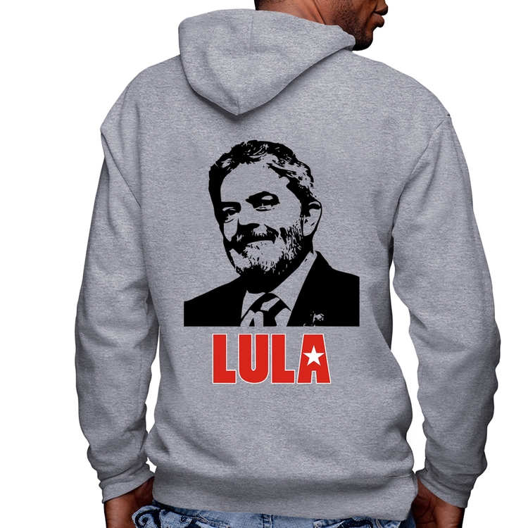Blusa Moletom Lula 2026 PT 13 Masculina com Capuz e Zíper - Mescla
