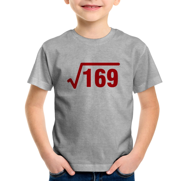 Camiseta Infantil Raiz Quadrada 169 - Cinza